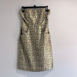 Women’s Strapless Gold/Black Short Formal Dress in Size 2